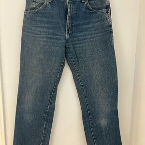 Raw hem straight leg vintage wash Wranglers